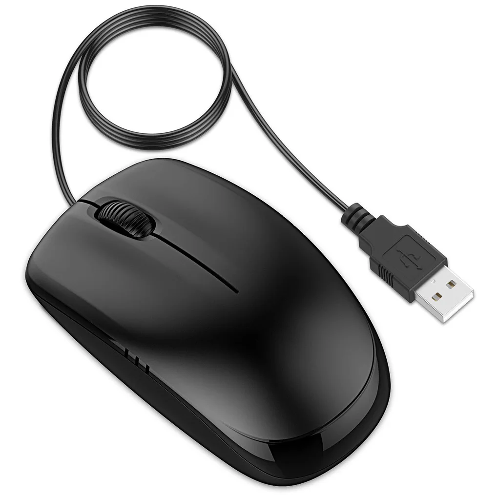 

2.4G Office 3 Buttons Wired USB Plug Optical Desktop Mouse Mini Black Computer PC Laptop Mice