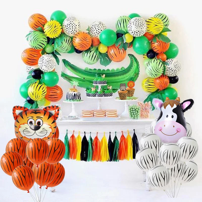 Jungle Birthday Party Disposable Tableware Jungle Animal Disposable Plates Cups Napkins Safari Decoration Baby Shower Supplies