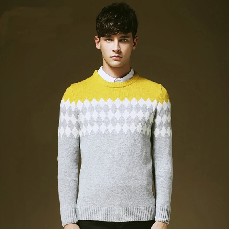 Mens suéteres de lana estilo británico Vintage 2015 marca hombre O