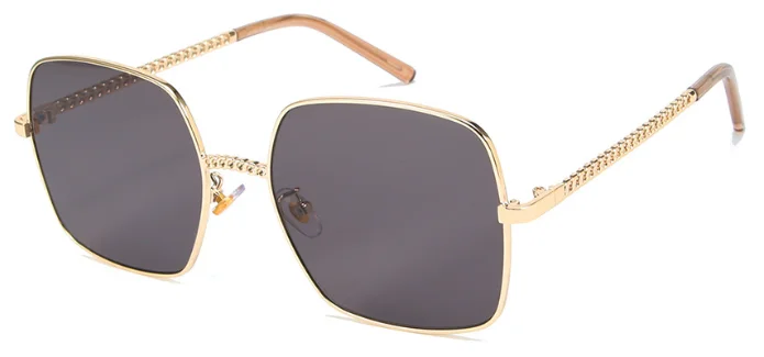 CC брендовые дизайнерские Квадратные Солнцезащитные очки для женщин Лето Новая Большая оправа Модные женские солнцезащитные очки с бесцветными линзами оправа для очков Мужская - Цвет линз: C1 gold gray