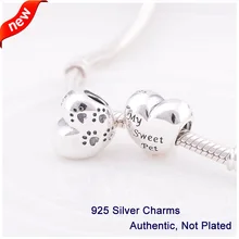 Подходит для Pandora Браслеты мой милый питомец талисманы 925 пробы серебро бусины