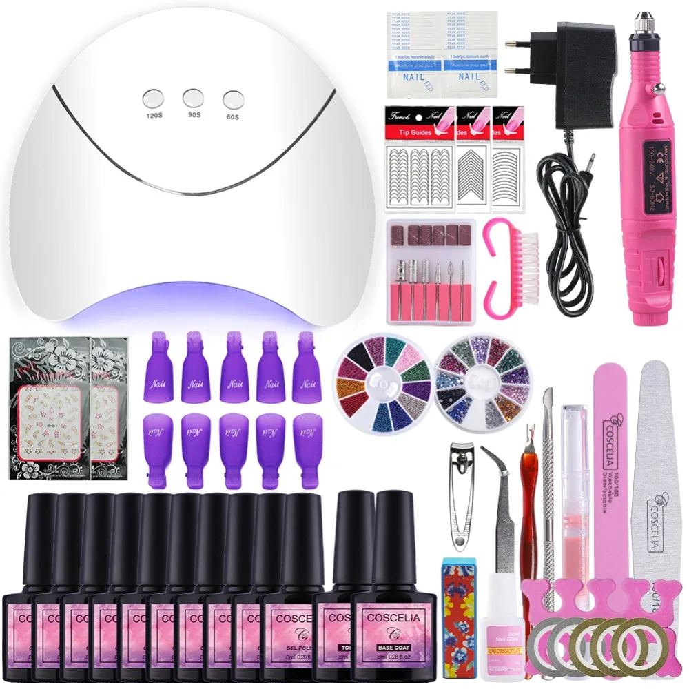 

Professional Nail Dryer And Machine Electric Nail Drill 36W UV LED Lamp For Nail Art Sets Soak Off 8ml UV Gel Nail Polish Set