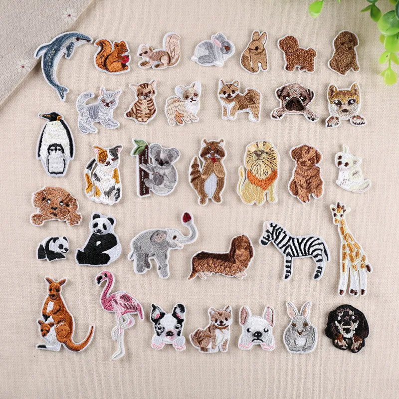 

3D Lifelike Animal Embroidery Patches Flamingo Lion Panda Elephant Iron on Patch Patches for Clothing Appliques badges stickers