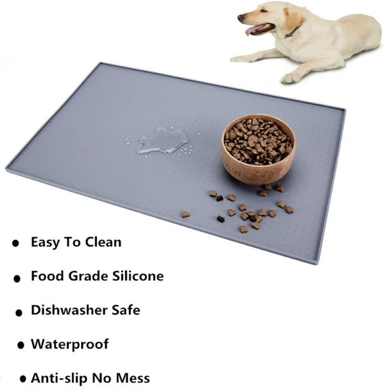 Waterproof Dog Food Mat Pet Food Silicone Pad Pet Bowl Drinking Mat Easy Washing Tablecloth Dog