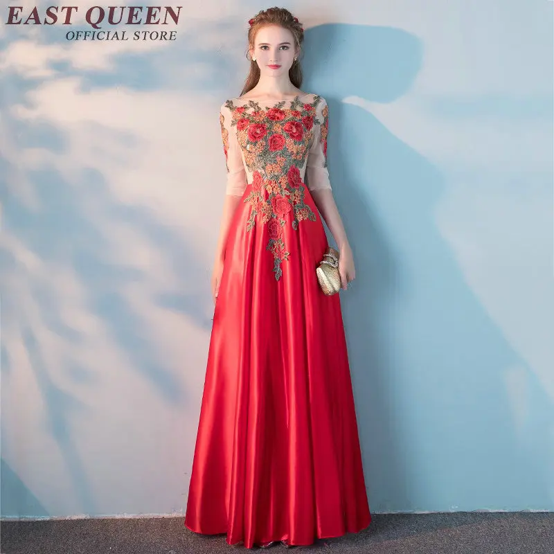 Китайские Восточные Платья Восточный вечер платье вышивка цветок Элегантное женское платье для свадьбы Вечерние AA2596 YQ - Цвет: 1