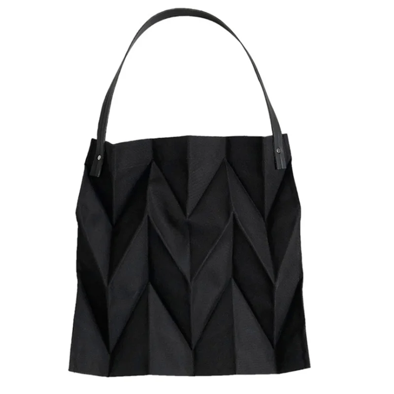 

ABDB-New Pleated Shoulder Bag Large Capacity Shopping Bag For Women Female Causal Chic Tote Bag Japanese Style Beach Bag