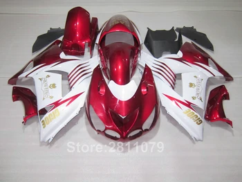 

Injection molded plastic fairing kit for Kawasaki Ninja ZX14R 06 07 08 09 10 11 wine red white fairings set ZX14R 2006-2011 HB05