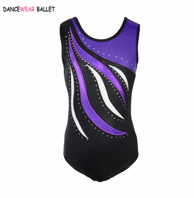 Rhythmic Gymnastic Leotard Girls Shiny Metallic With Rhinestone Kids Toddler Dance Ballet Leotard Dress Long Sleeve Gym