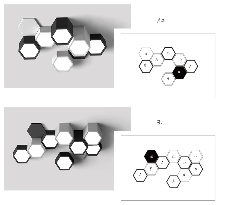 Современный минималистичный DIY комбинированный шестигранный дизайнерский потолочный светильник матовый Железный светодиодный светильник для гостиной акриловый декоративный светильник