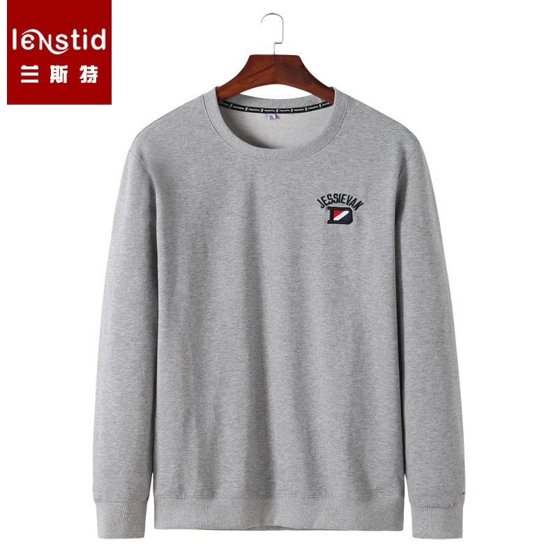 

LENSTID 2019 Spring New Streetwear Hoodies Fashion Casual Sprotwear Sweatshirts Men LOGO Embroidery O-neck Pullover 6XL 7XL 8XL