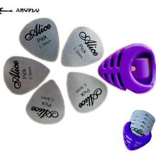 5шт медиаторов из нержавеющей стали треугольной формы для гитары электрической рок 0.3 мм+ 1шт медиатор держатель