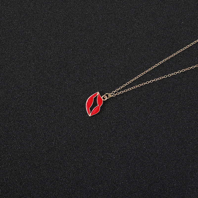 

10 Enamel Colorful Rainbow Bridge Cloud Necklace Cartoon Enamel Ice Cream Popsicle Necklace Red Color Lip kiss mouth jewelry
