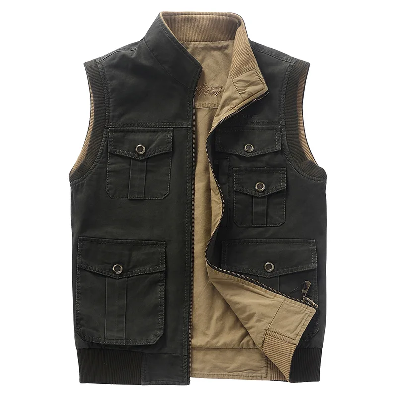2019 Men's Plus Size Vests Reversible Casual Sleeveless Jacket With