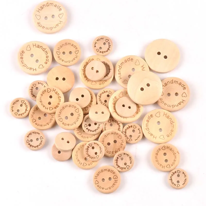 

30PCS/lot Natural Color Wooden Buttons handmade Letter wood button Scrapbooking craft DIY baby Sewing apparel accessories MT1900