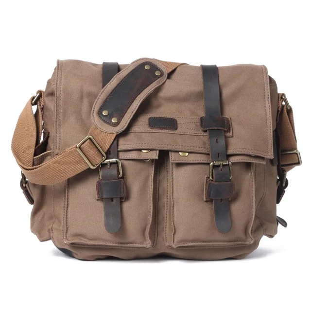 Special Price  fashion canvas Laptop Bag tablet / camera bag oil wax canvas leather shoulder bag handbag free shipping