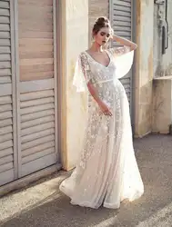 Пляжное свадебное платье Vestido De Noiva 2019 мусульманское свадебное платье с пышной юбкой из фатина с аппликацией кружевные с открытой спиной