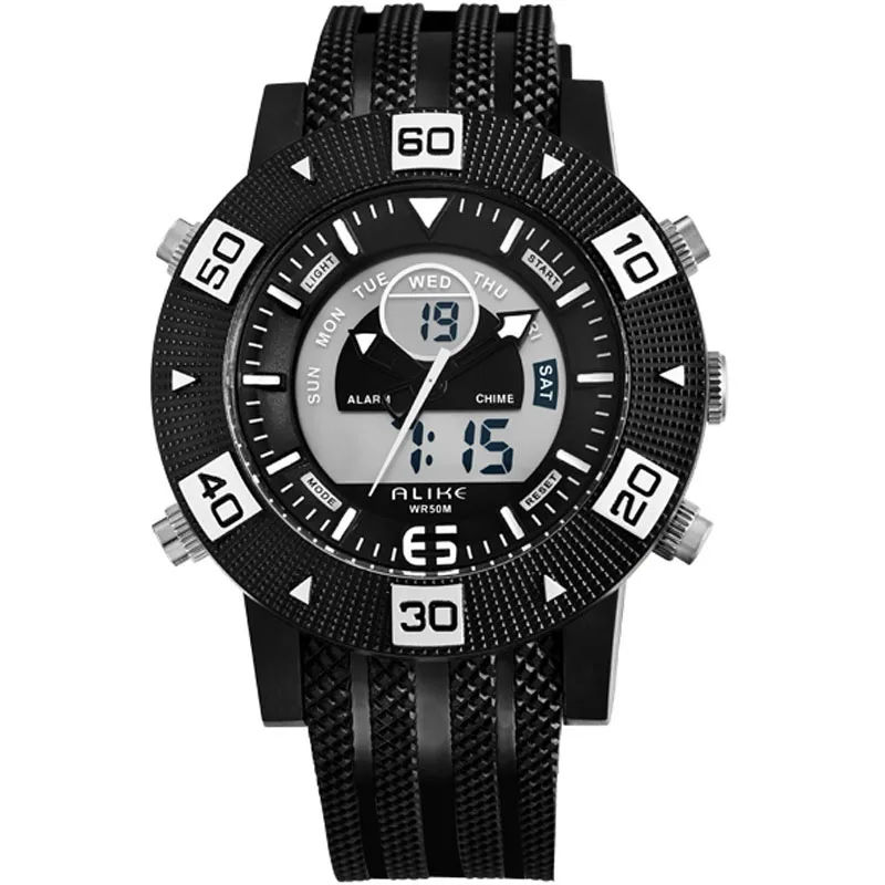 Watches Supply Alike Men Sports Watches Double Time Watch Alarm Chronograph Led Digital Wristwatches 50m Waterproof Relogio Masculino Digital Watches