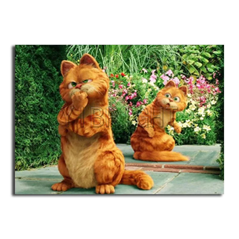 

5D Diy Diamond Painting Cross Stitch Animal "Garfield Cat" Kit Full Square Drill Mosaic Diamond Embroidery Rhinestone Decor YD