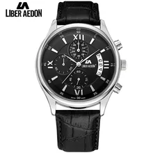 Liber Aedon Top Brand Luxury Mens Watch Leather Strap Bussiness Casual Sports Male Quartz Waterproof Wristwatches Montres Hommes