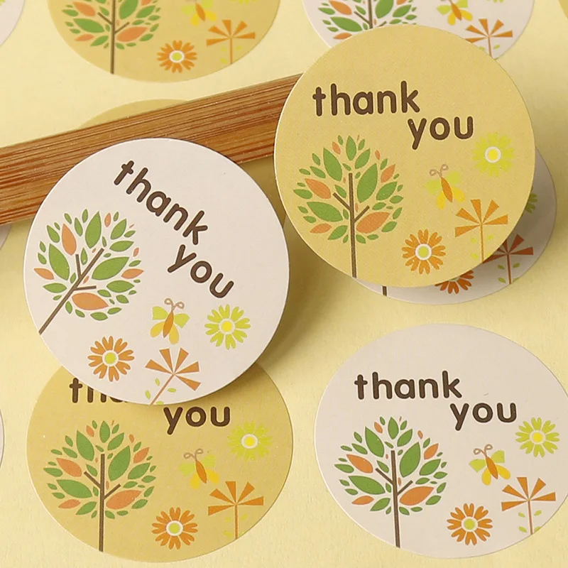 

102PCS THANK YOU Seal Sticker Labels Gift Paper Stickers Tree Design for Gift Packaging DIY Party Wedding Decoration Dia. 3.5cm