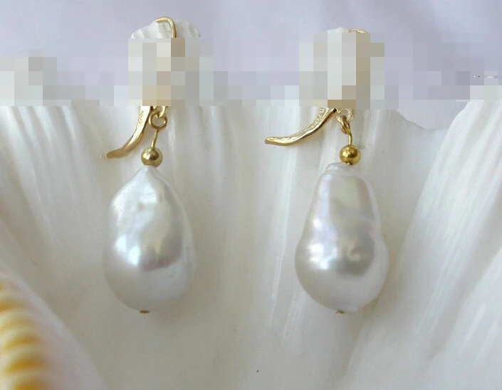 

hot sell new - free shipping 00272 baroque white keshi reborn freshwater pearl dangle earrings