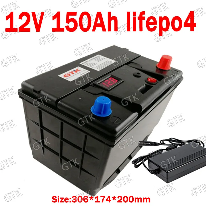 

GTK Lifepo4 12.8V 12V 150AH lithium battery BMS for 1200W Boats motorhome Solar energy storage cleaning machines +10A Charger