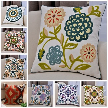 

Pastoral National Style Cotton Embroidery Pillowcase Car Sofa Cushion Cover Office Bedside Pillow case Home Bedroom Decoration