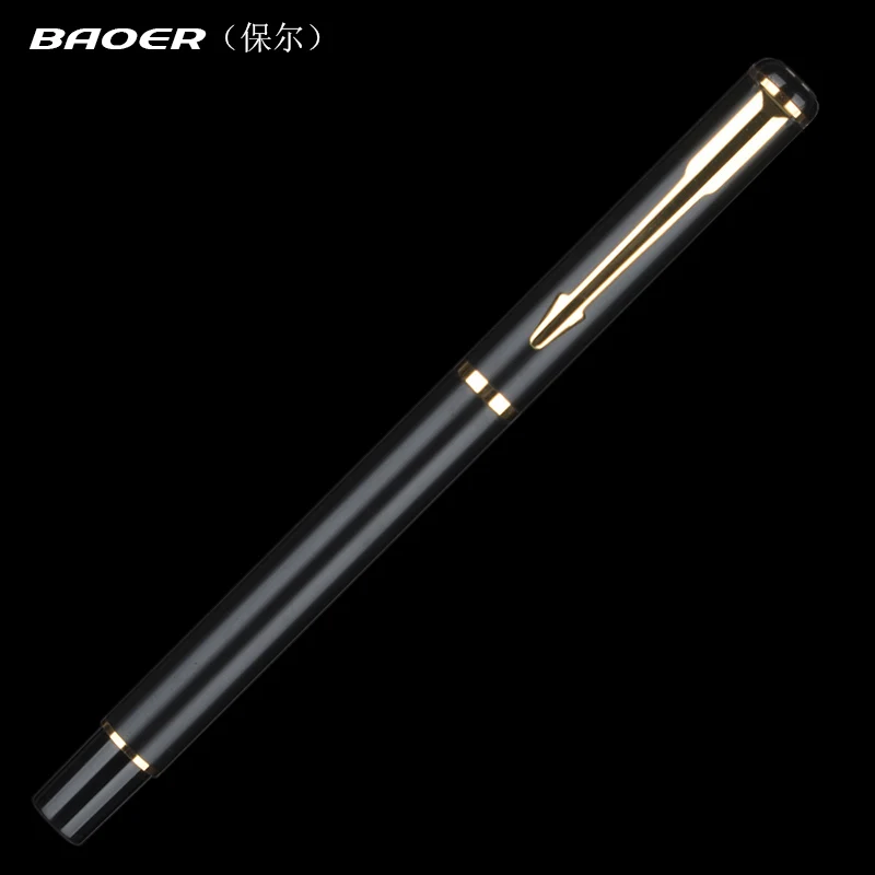 Ручка перьевая Baoer F Nib Металлическая черная со съемными чернилами 1 шт.|black fountain