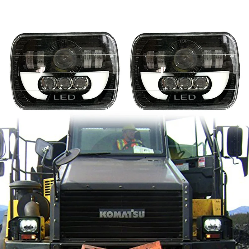 

LED Rectangular Headlight Projector 7x6 5x7 inch Sealed Beam Replacement Hi/Lo Beam DRL Fits Headlamp Bulb for Jeep Wrangler