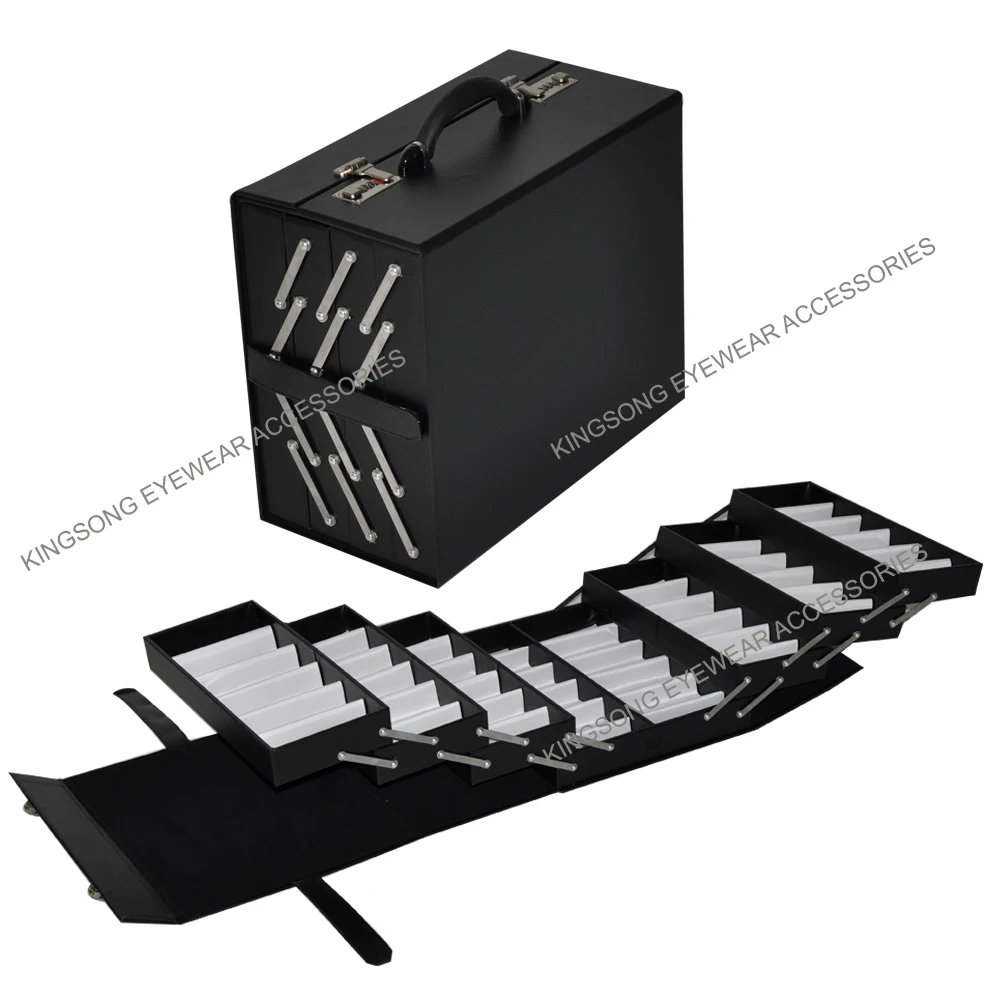 

coded lock Foldable Eyeglass Eyewear sunglasses accordion Suitcase Display extendable brief case Hold 48pcs of glasses