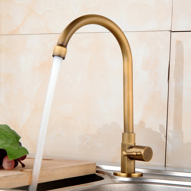 single cold kitchen taps antique brass bathroom basin mixer 360 degree rotating kitchen sink faucet faucet - Brass Kitchen Sinks single cold kitchen taps antique brass bathroom basin mixer 360 degree rotating kitchen sink faucet faucet - Brass Kitchen Sinks