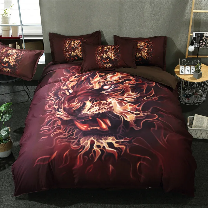 

Animal Lion Bedding Sets 3D Reactive Printed Duvet Cover Pillowcases BS89 Twin Queen King Brown Bed Covers Sanding Polyester