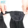 Ponytail del pelo humano Remy Europea recta Ponytail peinados 60g 100% Clip de cabello Natural en extensiones por BHF ► Foto 3/6