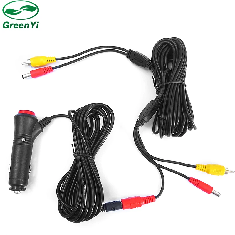 

GreenYi Easy Install 7 Meters Car Cigarette lighter RCA Video Power Cable For Rear View Camera Connect Car Monitor