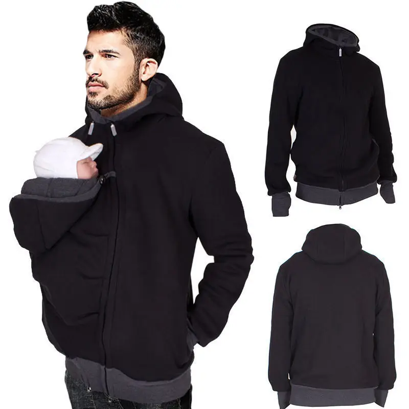 Папа зимой Carry Baby Carrier куртки с молнией Детская толстовка зима теплая кенгуру
