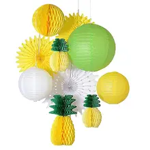 Тропические украшения для вечеринки в гавайском стиле набор ананаса перфорированная бумага светильник-шар веер набор вечерние украшения фона