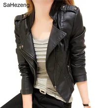 Sahezeng Элегантный Bodycon дамы PU Куртки Для женщин осень г. модные Повседневное Искусственная кожа Мото-куртки верхняя одежда WJ20