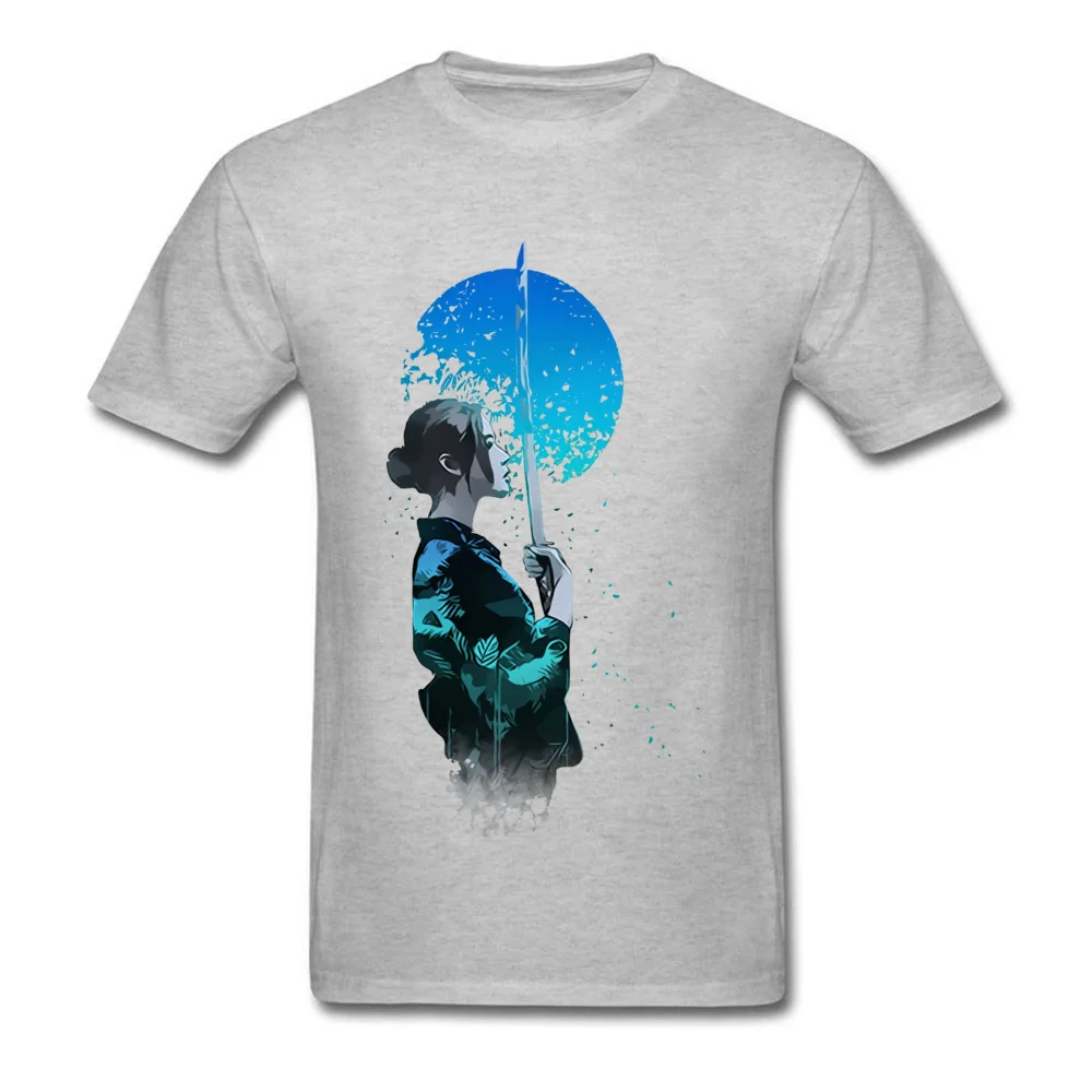 Blue Moon Samurai Funny Men T-shirts Crew Neck Short Sleeve 100% Cotton Tops T Shirt Design Sweatshirts Wholesale Blue Moon Samurai grey