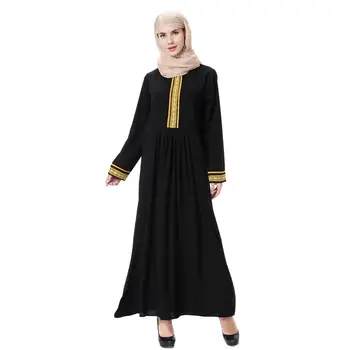 

2019 Hijab dress women turkish islamic clothing black abaya fashion muslim dress abaya for ladies full sleeve kaftan maxi
