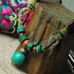 Ожерелье чокер с камнями и красным камнем в этническом стиле|fashion statement necklace|statement