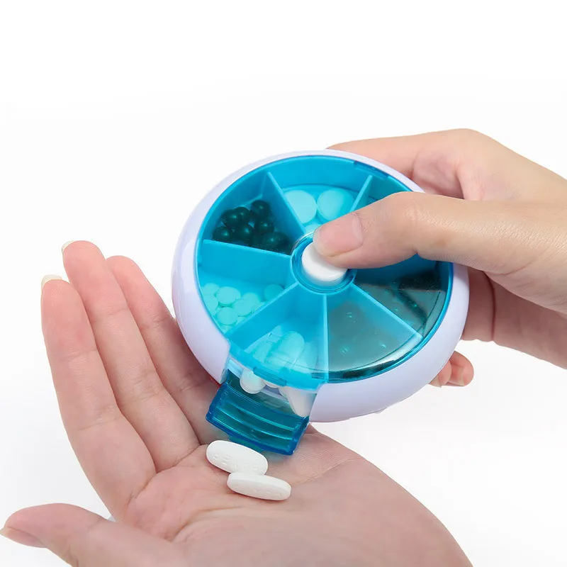 

Weekly Rotating Pill Box Travel Pill Case Splitter Pill Organizer Medicine Box 7 Day Pill Cutter Tablet Container