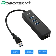 Высокая скорость 3 Порты USB 3,0 концентратор 10/100/1000 Мбит/с на RJ45 Gigabit Ethernet LAN проводной сетевой адаптер конвертер для компьютера ПК