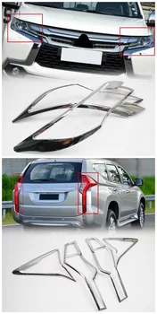 

Car Styling Exterior Rear Tail Light & Headlight Cover Trim 6pcs For Mitsubishi Pajero Montero Sport 2016 2017 2018