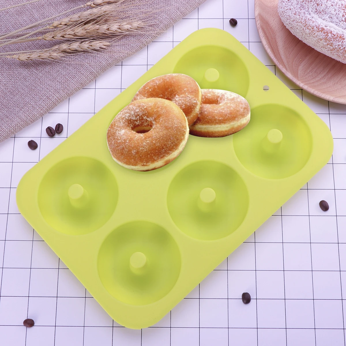 Buy 6 Cavity Silicone Donut Baking Pan Non Stick Donut