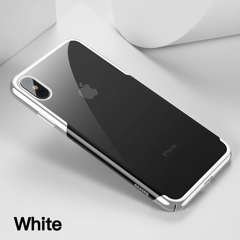 Прозрачный чехол Baseus для iPhone Xs Max Xr Xsmax, роскошный жесткий защитный чехол из поликарбоната, задняя крышка Fundas - Цвет: White