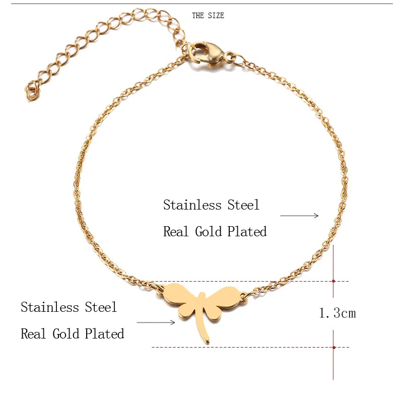 CACANA Stainless Steel Bracelet For Women Man Big Dragonfly Gold And Silver Color Pulseira Feminina Lover's Engagement Jewelry
