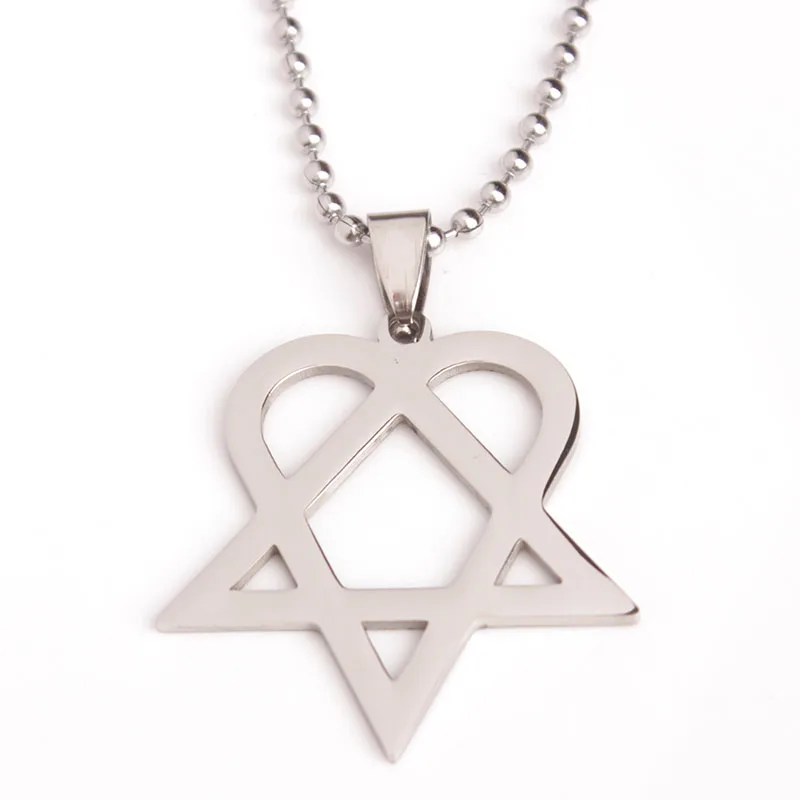 

SkyHai Heartagram Pentagram And Heart Pendant Necklace Stainless Steel Necklace For Men Women