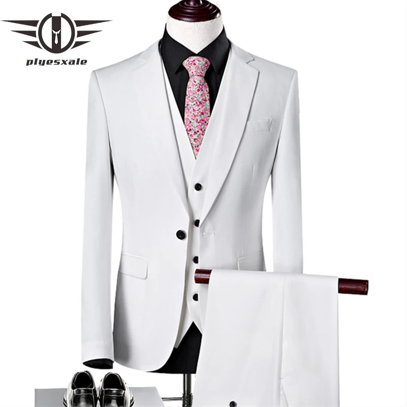 Us 5899 29 Offplyesxale Suits Men 2018 Slim Fit White Wedding Tuxedos For Men High Quality Costume Mariage Homme Stage Prom Party Wear Q139 In