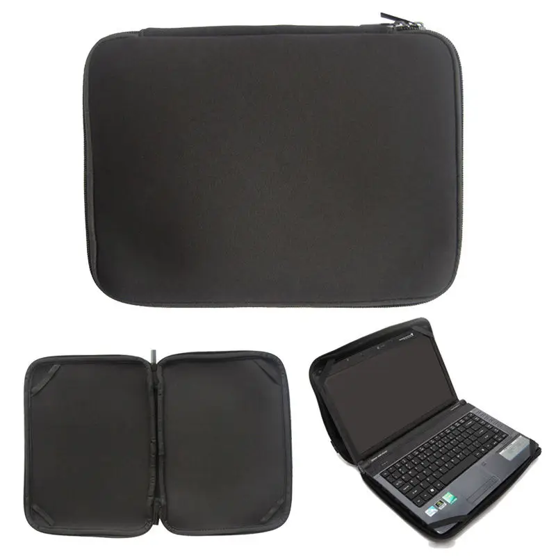 Black 13 inch Laptop Sleeve Case Bag Notebook Computer Briefcase Cover pouch W/4 straps For 13\