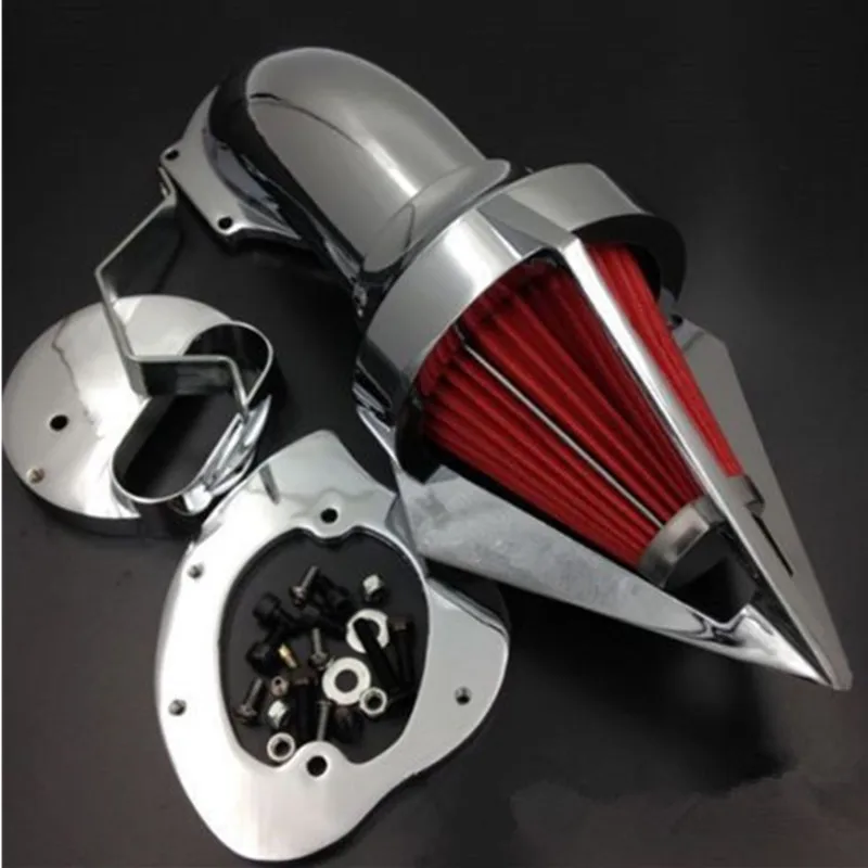 

Chrome Triangle Spike Air Cleaner Kit Motorcycle For 1999-up Yamaha V-Star 1100 Dragstar 1100